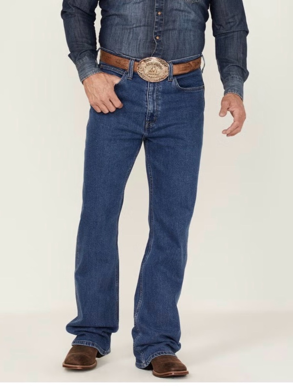 Classic Men's Bootcut Jeans in Medium Blue